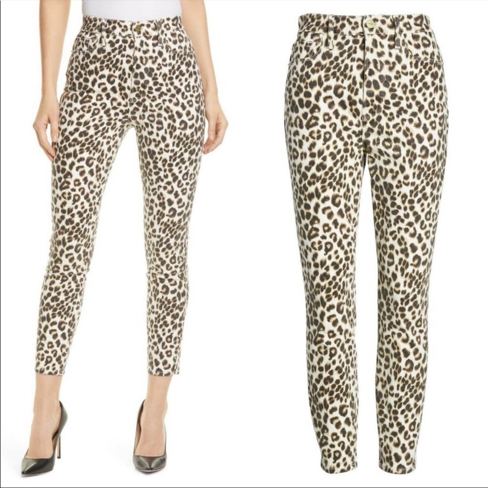 Frame Denim Leopard Ali Ultra High Rise Cigarette Jeans